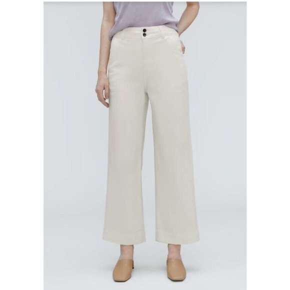 Everlane Pants - NWT Everlane 14 The Organic Wide-Leg Pant Ivory Cropped High Rise